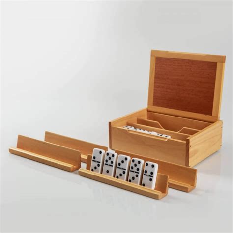 dominoes in wooden box